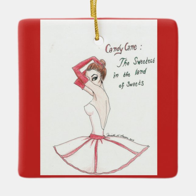 Nutcracker Candy cane ornament. Julgransprydnad Keramik (Framsida)