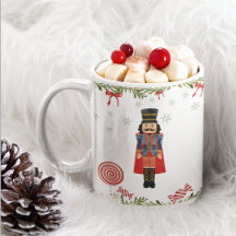 Nutcracker Candy cane Red Bow jul Mugg