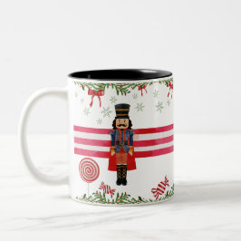 Nutcracker Candy cane Wandeand & Red Bow Helgdag M Två-Tonad Mugg