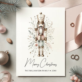 Nutcracker Card för rosa & Guld God jul Julkort