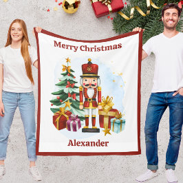 Nutcracker Christmas Blanket for Kids With Name Fleecefilt