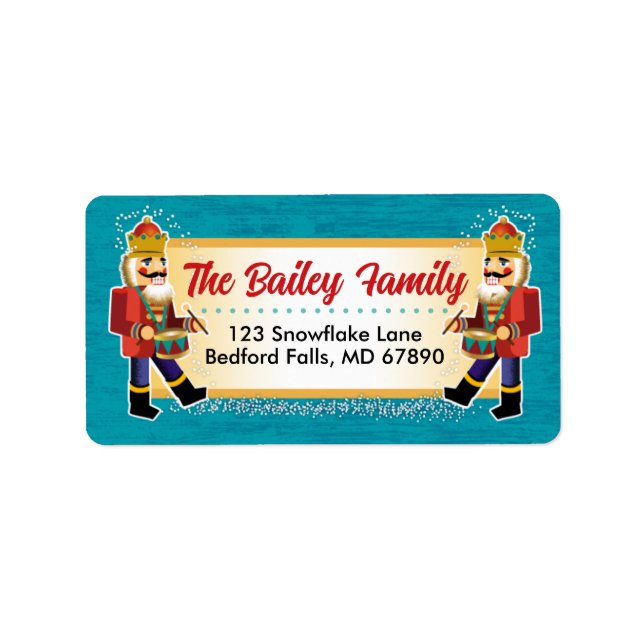 Nutcracker Christmas Card Address Labels Adressetikett (Framsidan)