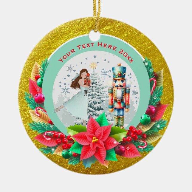 Nutcracker Christmas, Family Holiday Keepsake Gift Julgransprydnad Keramik (Framsidan)
