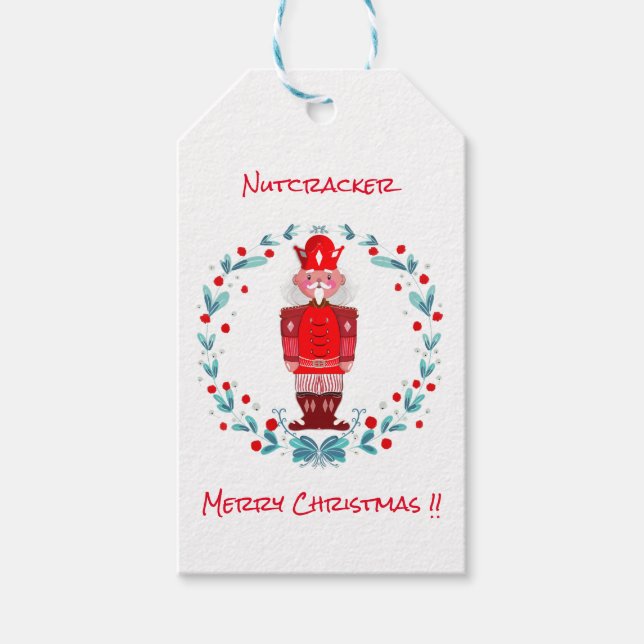 Nutcracker Christmas Greeting Card Festive Holiday Presentetikett (Framsidan)