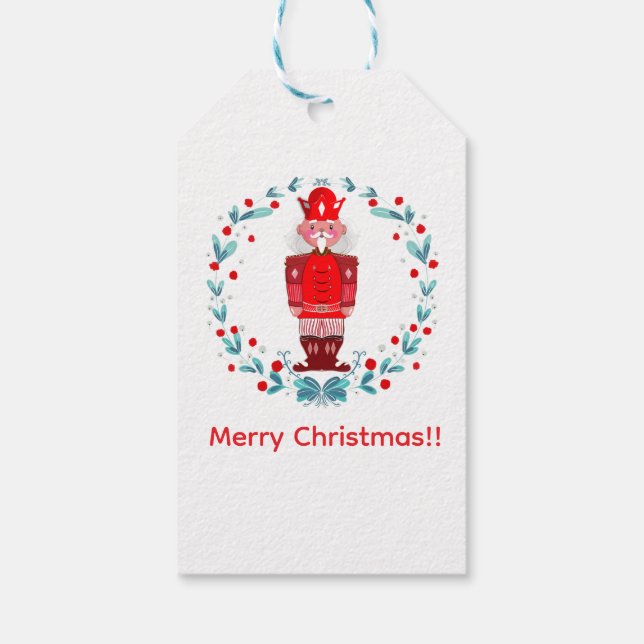 Nutcracker Christmas Greeting Card Festive Holiday Presentetikett (Baksidan)