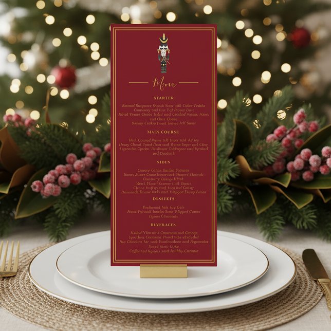 Nutcracker Christmas Holiday Dinner Red Menu Inbjudningar (Skapare uppladdad)