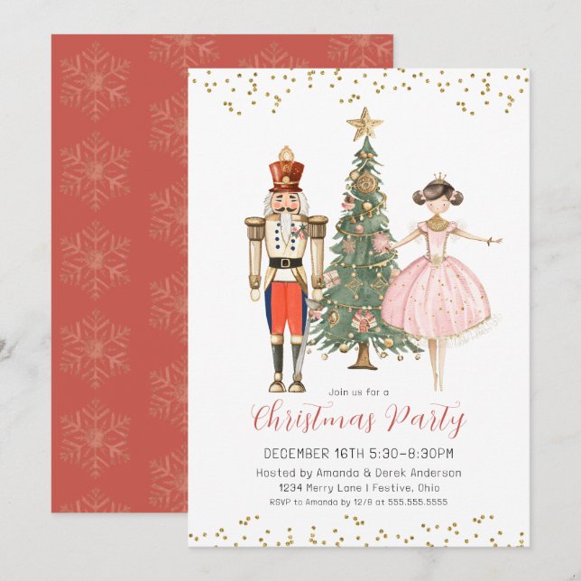 Nutcracker Christmas Party Invitation Inbjudningar (Fram/baksida)