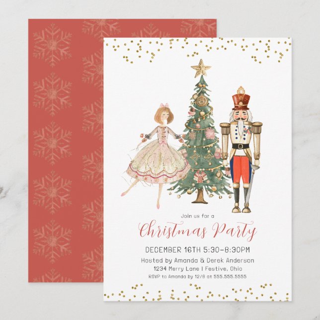 Nutcracker Christmas Party Invitation Inbjudningar (Fram/baksida)