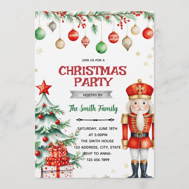 Nutcracker Christmas Party Invitation Inbjudningar (Framsida)