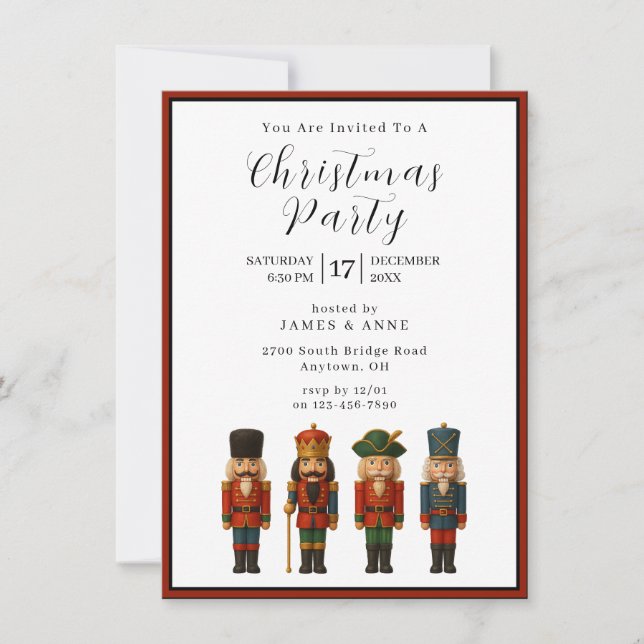 Nutcracker Christmas Party Invitation Inbjudningar (Framsida)