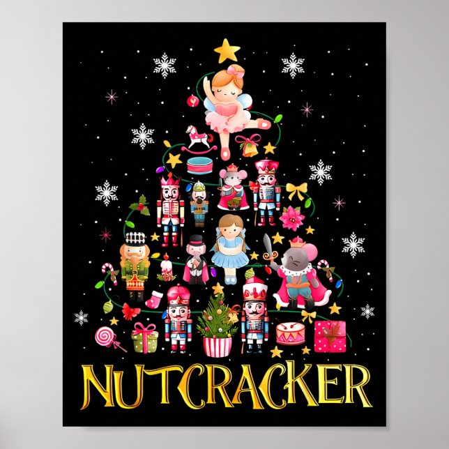 Nutcracker Christmas Tree Ballet Dance Women Kids  Poster (Framsidan)