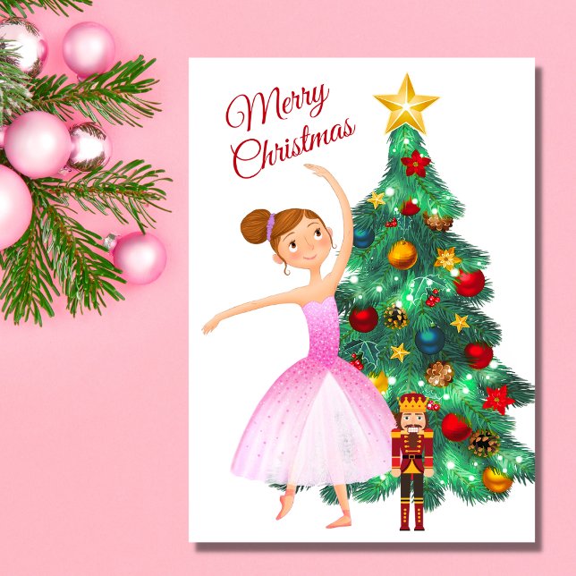 Nutcracker Clara Ballerina Julsäck Helgkort (Skapare uppladdad)