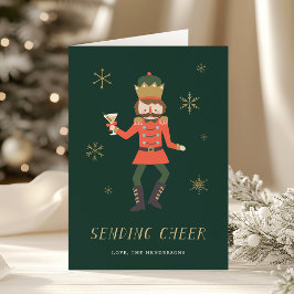 Nutcracker Cocktail "Sending Cheer" Christmas Helgkort