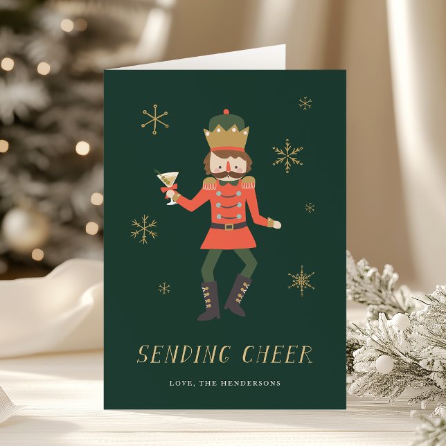 Nutcracker Cocktail "Sending Cheer" Christmas Helgkort (Skapare uppladdad)