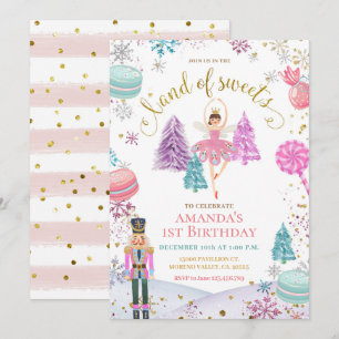 Nutcracker Colorful Snöflingor Land of Sweets Girl Inbjudningar
