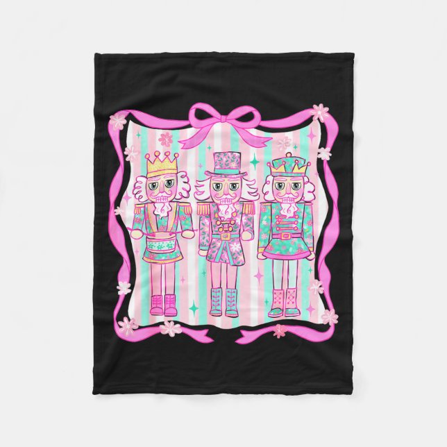 Nutcracker Coquette Nk Bow Xmas Holiday Merry Chri Fleecefilt (Framsidan)