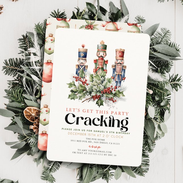 Nutcracker Cracking jul Helgdag Birthday Inbjudningar (Skapare uppladdad)