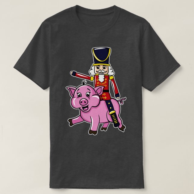 Nutcracker Doll Riding Gris T Shirt (Design framsida)