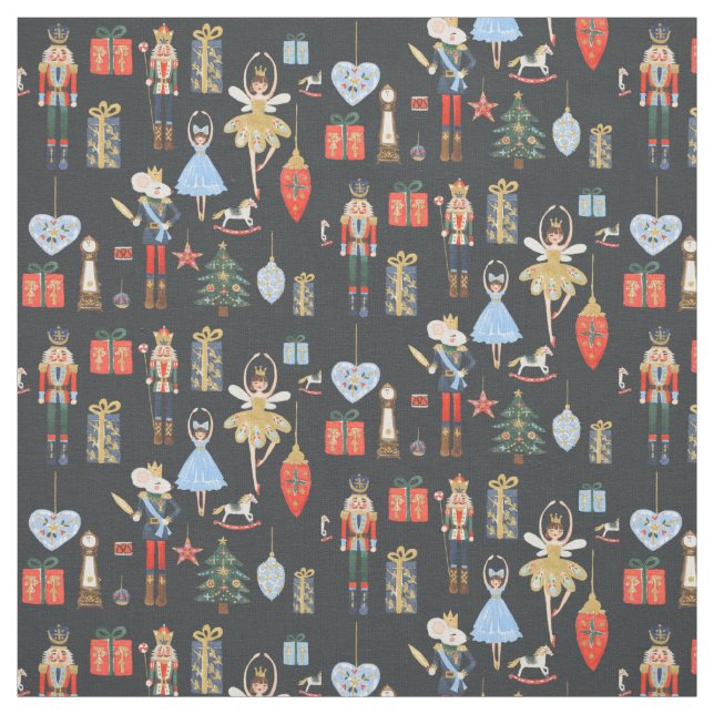 Nutcracker Fabric-Mörk Tyg (Provkarta)