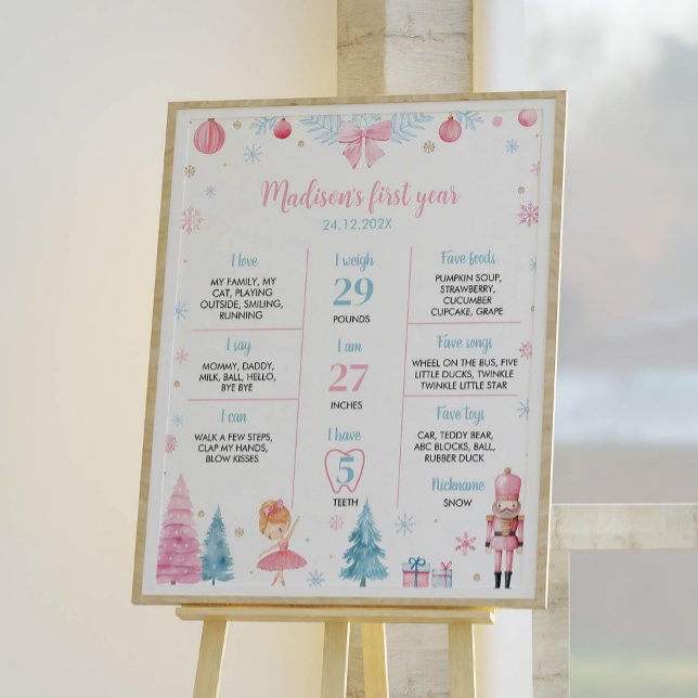 Nutcracker Fairy First Birthday Milestone Poster (Skapare uppladdad)