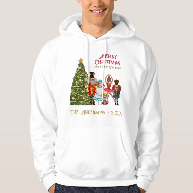 Nutcracker Familj med fem Funny God jul Hoodie (Framsida)