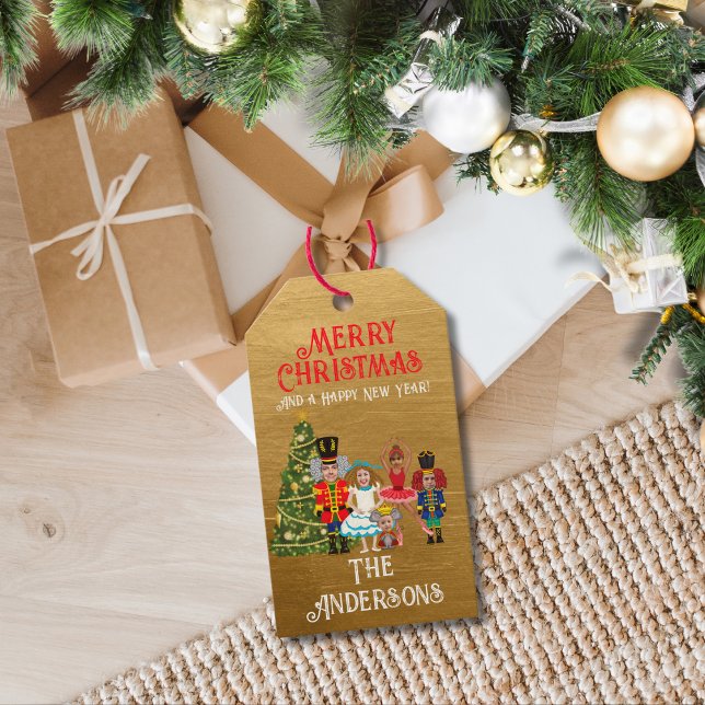 Nutcracker Familj med fem Funny God jul Presentetikett (Skapare uppladdad)