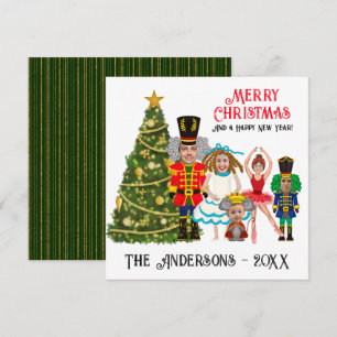 Nutcracker Familj med fem Mamma Pappa Girl Two B Julkort