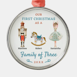 Nutcracker Familj med tre första jul Julgransprydnad Metall