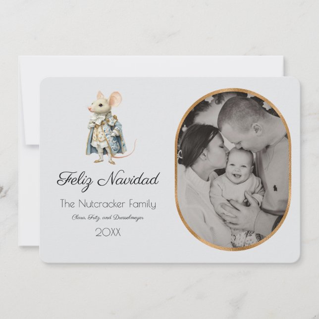 Nutcracker Feliz Navidad Photo Greeting Card Inbjudningar (Framsida)