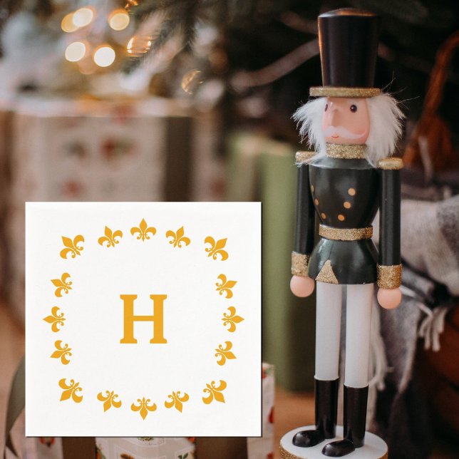 Nutcracker Fleur de Lis Monogram Coordinate Pappersservett (Skapare uppladdad)