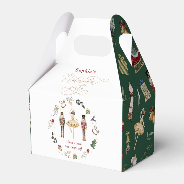 Nutcracker-födelsedagsfesten grönt guld presentaskar (Framsidan Sidan)