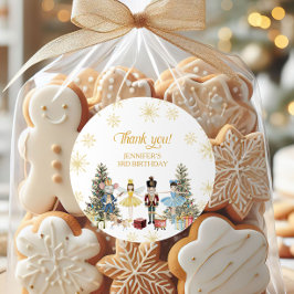 Nutcracker-Födelsedagsfestens Tack Runt Klistermärke