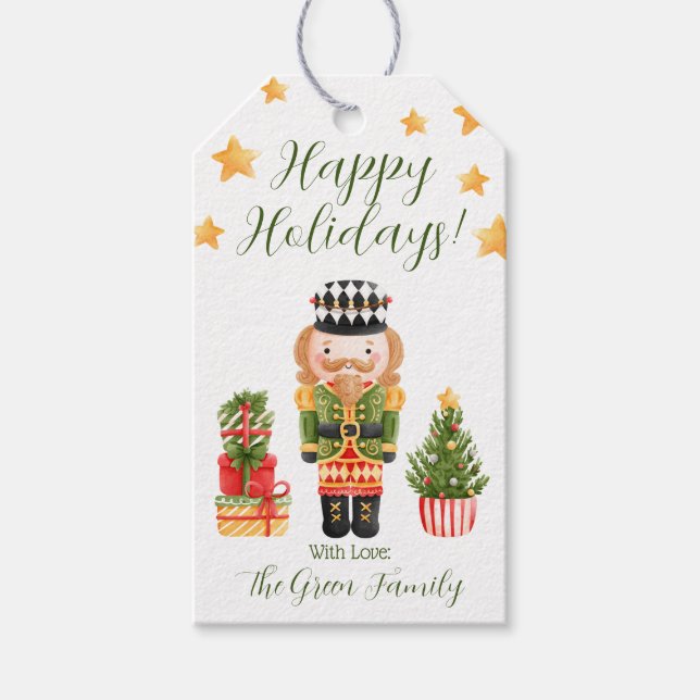 Nutcracker, gåvor, Julgran Glad helg Presentetikett (Framsidan)