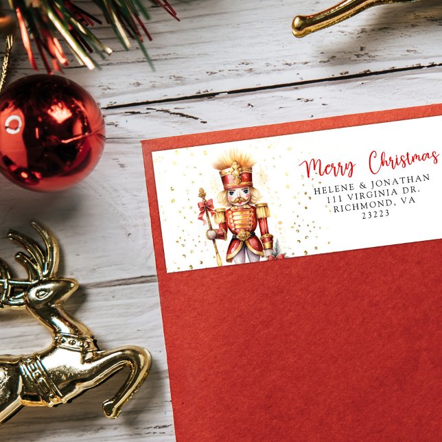 Nutcracker God jul Returadress Etikett (Nutcracker Merry Christmas Return Address Label
)
