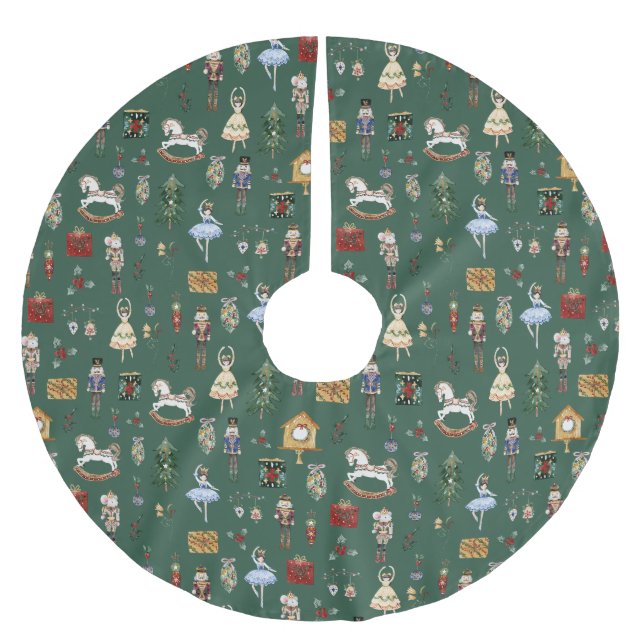 Nutcracker grönt guld Sockerplommon - jul Julgransmatta Borstad Polyester (Framsidan)