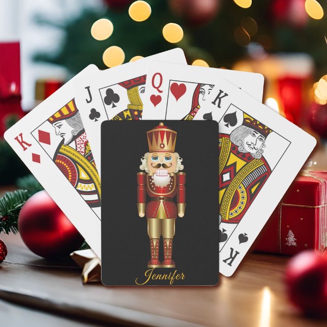 Nutcracker Guld Red Personalize Namn Gift Casinokort (Skapare uppladdad)