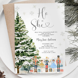 Nutcracker Han eller hon Vinter Gender Reveal Inbjudningar