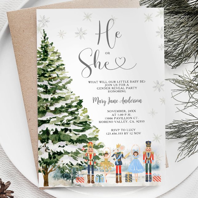Nutcracker Han eller hon Vinter Gender Reveal Inbjudningar (Skapare uppladdad)
