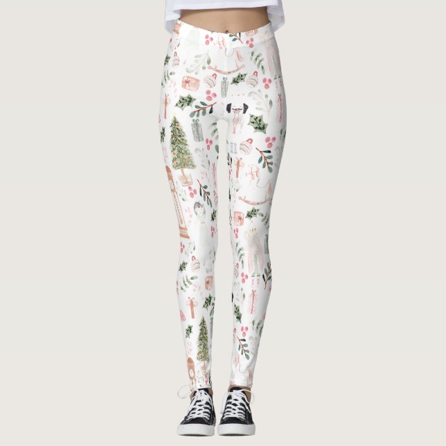 Nutcracker Helgdag Watercolor Leggings (Framsida)
