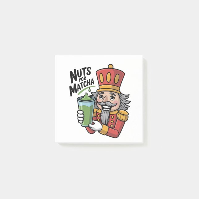 Nutcracker Holding Matcha Latte Roliga Nötter För  Post-it Block (Framsida)