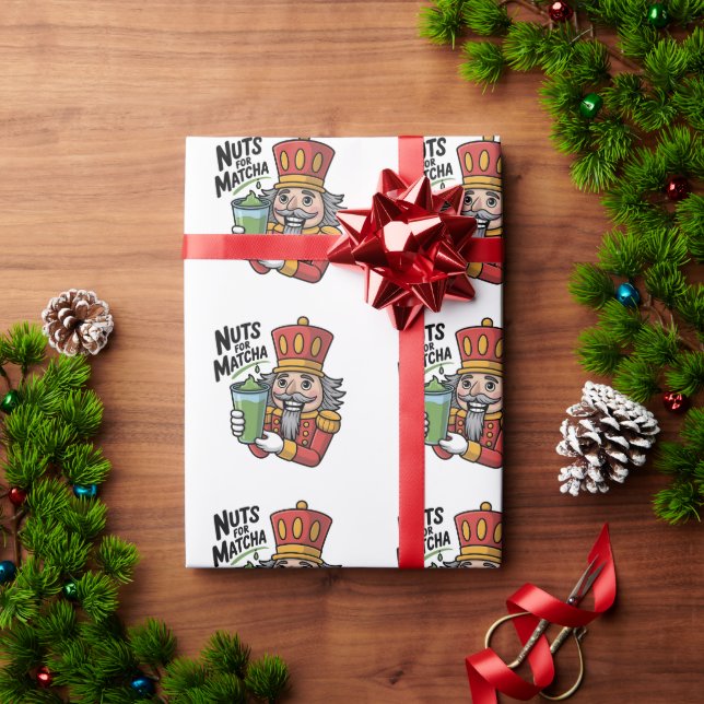 Nutcracker Holding Matcha Latte Roliga Nötter För  Presentpapper (Julgåva)