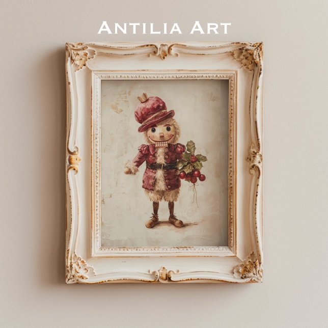 Nutcracker Holly Berries målar julkonst Poster (Skapare uppladdad)