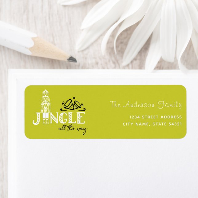 Nutcracker Jingle hela vägen Grönt Returadress Etikett (Insitu)