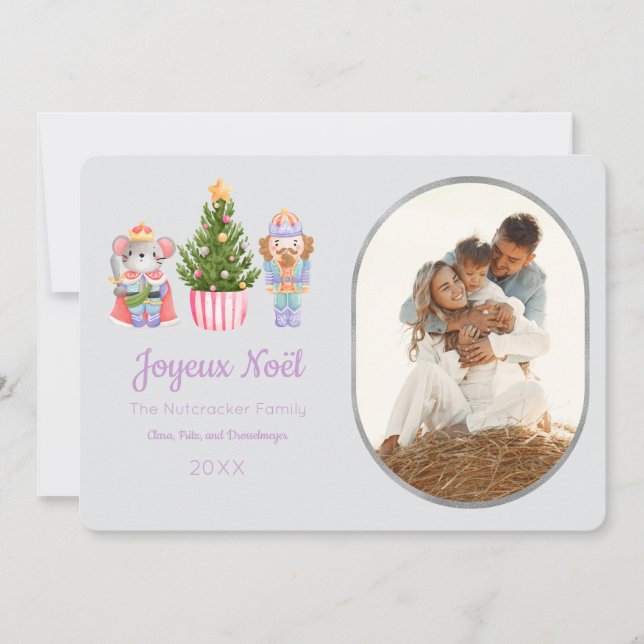 Nutcracker Joyeux Noël Photo Greeting Card Inbjudningar (Framsida)