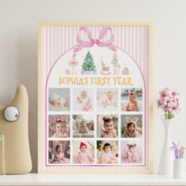 Nutcracker jul Första året Foto Milstolpe Poster