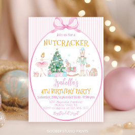 Nutcracker jul Rosa flicka födelsedagsfest Inbjudningar