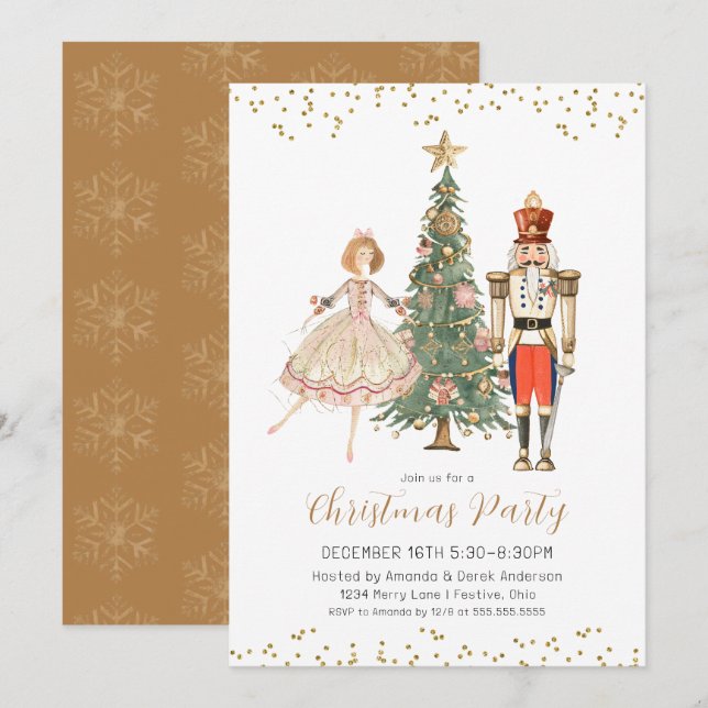 Nutcracker julfestinladning inbjudningar (Fram/baksida)
