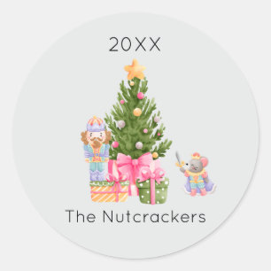 Nutcracker Julgran Runt Klistermärke