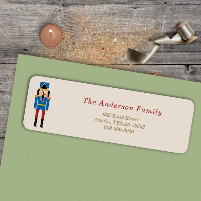 Nutcracker-julreturadressetikett Returadress Etikett (Nutcracker Christmas Return Address Label)