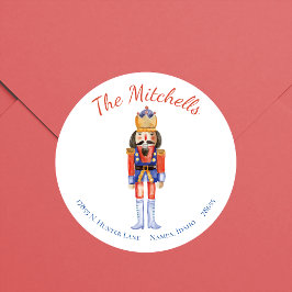 Nutcracker-julreturadressetikett Runt Klistermärke